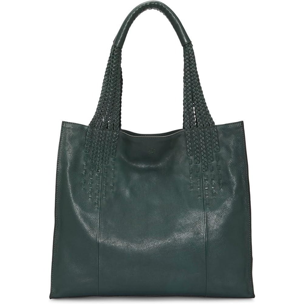 Lucky Brand Forest Green Braided-Handle Leather Tote